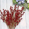 Aoibox 12 Pack Artificial Red Berry Stems 13.5 Inch Waterproof Branches with 5 Branches Each for Holiday Wedding DIY Crafts Decor - 4 of 4