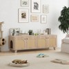 GlasFlength Decorative Storage Cabinet, Modern Shelved Cabinet for Living and Dining Rooms, Ideal for Pet Friendly Spaces, Beige, 57.9"*19.7"*19.7" - 3 of 4