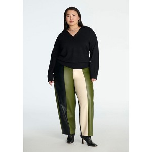 ELOQUII Women's Plus Size Colorblocked Faux Leather Pant - 1 of 4