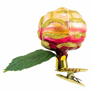 Old World Christmas 2.0 Inch Rosebud Clip-On Flower Leaf Tree Ornaments - 1 of 4