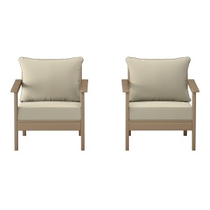 WestinTrends Avalon Outdoor Modern HDPE Patio Club Chairs with Deep Seat Cushions (Set of 2) - 1 of 4