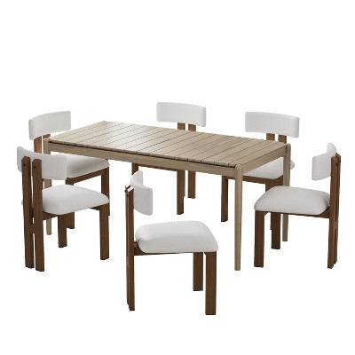 Christopher Knight Home Waylon 7 Pieces Wood and Metal Dining Set