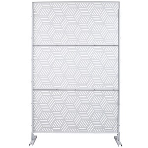 Okak Modern Balcony Privacy Screen with Metal Frame, Freestanding Outdoor Privacy Screen, Outside Lattice Panels for Backyard, Lawn - 1 of 4