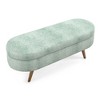 CAVINAS Storage Ottoman Bench, Ottoman Oval Storage Bench, Large Blanket Storage Bench, Rubber Wood Legs, Cyan - 4 of 4