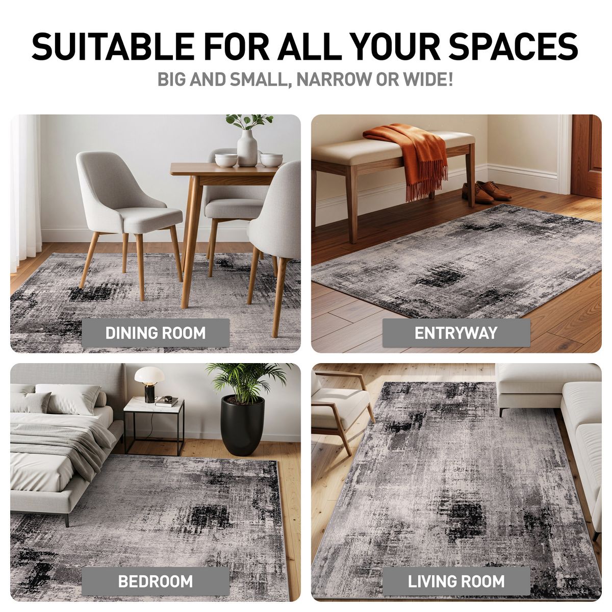 World Rug Gallery Dublin Contemporary Abstract Area Rug: Stain & Fade-Resistant, Low Pile, Indoor Use - thumbnail 4