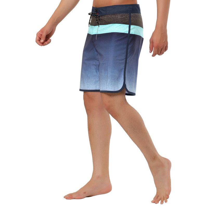 TATT 21 Men's Summer Casual Color Block Gradient Printed Swim Board Shorts, 4 of 7