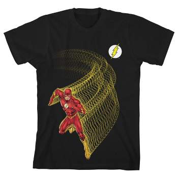The Flash Lightning Fast Superhero Black Graphic Tee Toddler Boy to Youth Boy