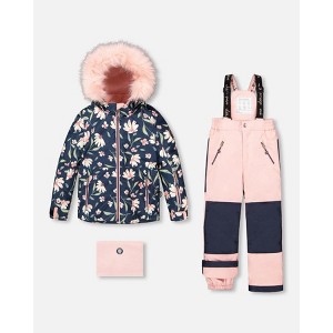 Deux par Deux Girl Two-Piece Play Snowsuit Flower Print - 1 of 4