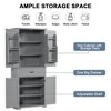 72-Inch Tall Bathroom Storage Cabinet with 4 Doors, 1 Drawer, Adjustable Shelf, Metal Handles & Storage Rack, Grey - 3 of 4