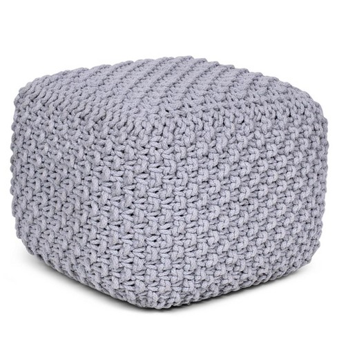 Birdrock Home Square Pouf Foot Stool Ottoman For Living Room & Bedroom -  Grey : Target