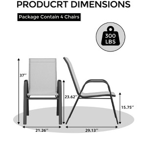 4-piece outdoor stackable dining chairs set, high back patio stacking chairs, metal frame patio chairs for yard, patio - 1 of 4