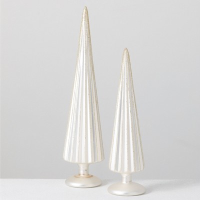 Sullivans Set of 2 Decorative Accent Tree Tabletop 17"H & 13.5"H White