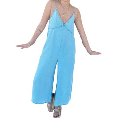 Women's Sally Lou Denim Wide Leg Jumpsuit - ee:some