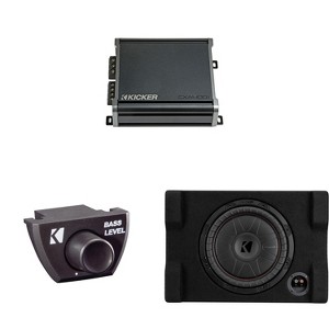 Kicker 52CVTDF122 CVTDF 12" Sub Down Firing enclosure w/ 400 Watt Amp Bundle ( Includes Bass Knob ) - 1 of 4