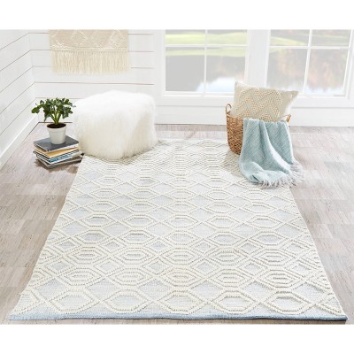 Elliptical Elegance Light Blue Geometric Hand-Tufted Area Rug