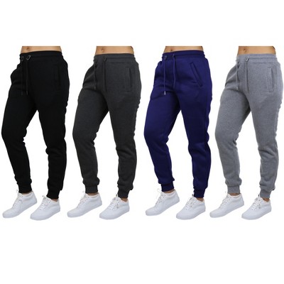 Galaxy By Harvic Women's Loose Fit Fleece Jogger Sweatpants-4 Pack