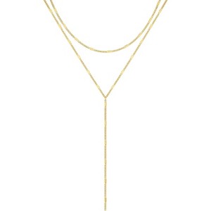Lariat Y-Necklace for Women, 14K Gold/Silver Plated CZ Beaded Drop Pendant - 1 of 4