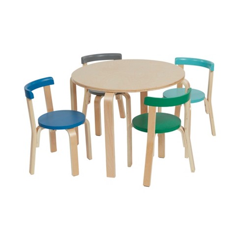 Ecr4kids Bentwood Table And Curved Back Chair Set, Kids Wood Furniture