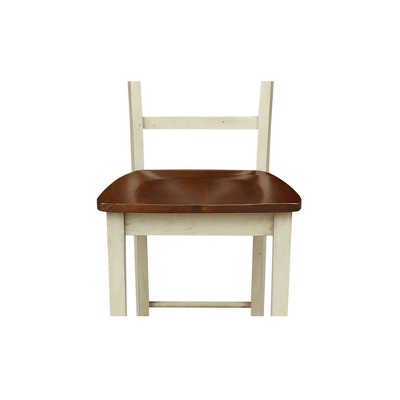 Antiqued Almond and Espresso Wood Counter Height Stool