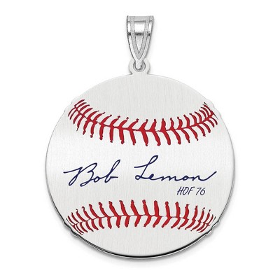 Black Bow Jewelry Sterling Silver Bob Lemon Signature MD Enamel Baseball Pendant