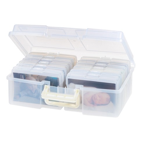 Iris Usa 4 X 6 Photo Storage Box With 12 Cases, Handle, Craft Organizers  And Storage Cases For Pictures, Cards, Clear : Target