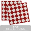 2 Pieces Embroidered Decorative Throw Pillow Covers with Checkered Design - 4 of 4