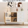 46.4" Buffet Sideboard Cabinet with Storage, 2 Glass Doors 3 Drawers and Shelves, Marble Top Kitchen Sideboard Cabinet for Dining Room - 4 of 4