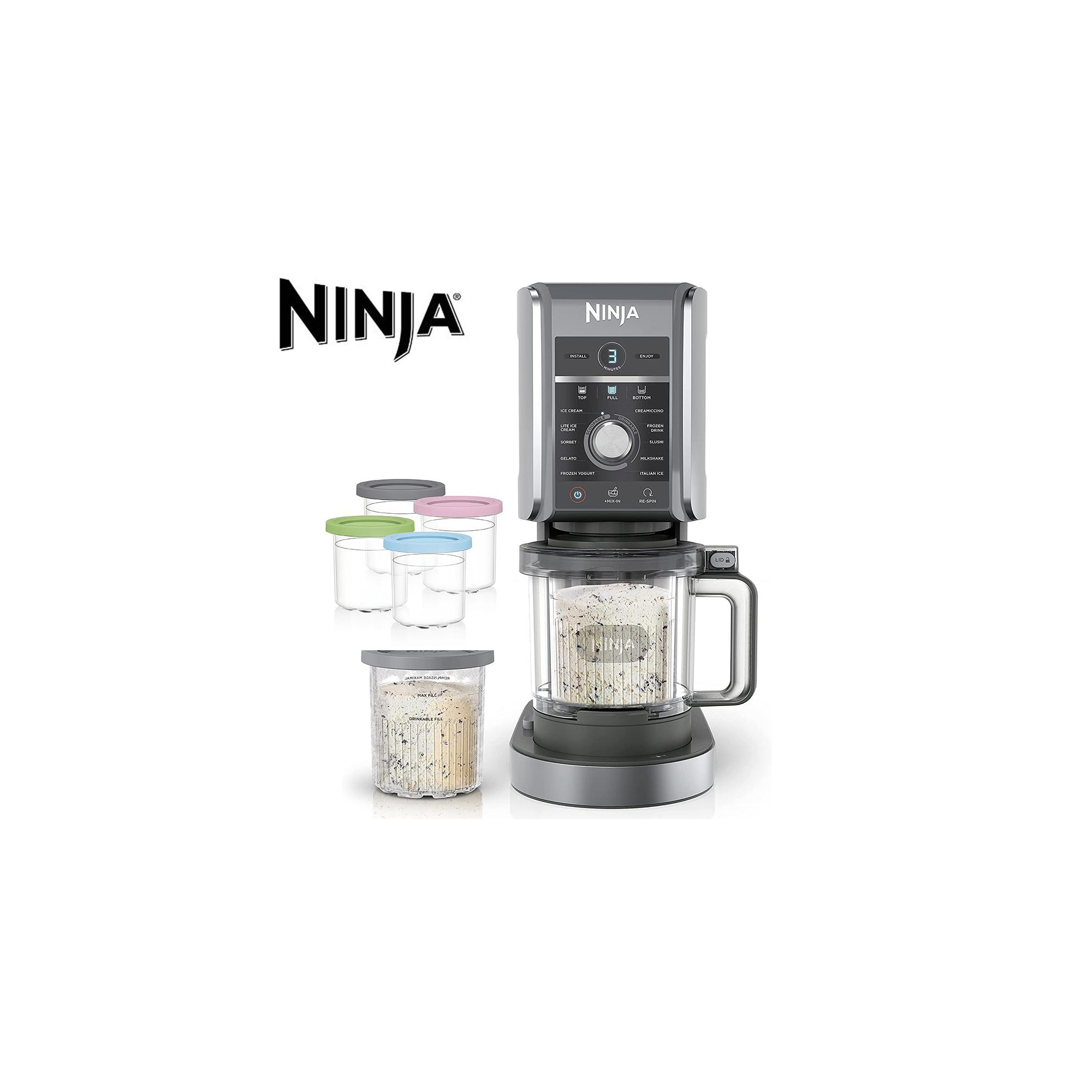 Ninja CREAMi Deluxe 11-in-1 XL Ice Cream Maker (Manufacturer Refurbished) with Pints and Lids 6 Pack