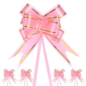 Unique Bargains Plastic Durable Glossy Appearance Waterproof Gift Wrap Satin Pull Bows 100 Count - 1 of 4