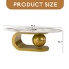 Modern Oval Coffee Table for Living Room, Marble Pattern Sintered Stone Coffee Tabletop with Gold Stainless Steel Base in 47.2" - Leovsnove - 4 of 4