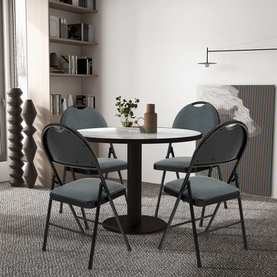 Gray Ergonomic Metal Frame Armless Folding Chairs, Set of 2