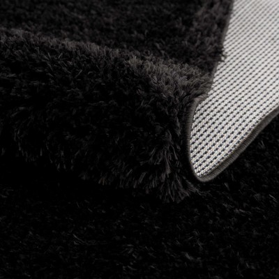 Hauteloom Black Plush Shag Washable 4' x 5'7" Rug