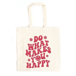 City Creek Prints Makes You Happy Flowers Canvas Tote Bag - 15x16 - Natural - 1 of 2