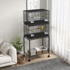 Kumasinova Double Rolling Stackable Bird Cage Feeder with Wooden Swing,Rope Ladder,Storage Shelf, Removable Tray,Wood Perch and Food Container,Black - 2 of 4