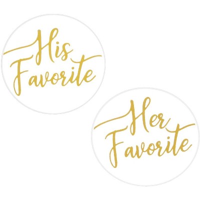 Pipilo Press 200-Pack Gold Foil Stickers for Weddings, His Favorite, Her Favorite (1 inches)