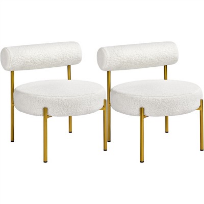 Yaheetech Set of 2 Boucle Fabric Accent Chair with Gold Metal Legs for Living Room, Bedroom, Lounge
