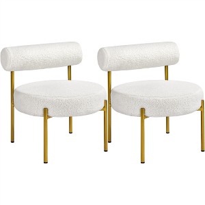 Yaheetech Set of 2 Boucle Fabric Accent Chair with Gold Metal Legs for Living Room, Bedroom, Lounge - 1 of 4