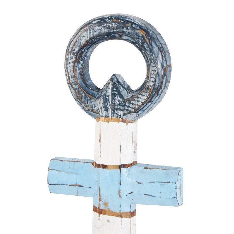 Olivia &#38; May 22&#34;x15&#34; Wood Anchor Distressed Wall Decor with Brown and Cream Accents Blue, 3 of 8
