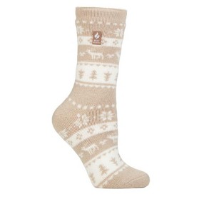Women's Jade Holiday LITE® Fairisle Crew Socks | Size Women's 5-9 - Beige - 1 of 2