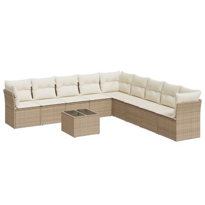 vidaXL Garden Sofa Set Black, Cream White - Beige and Cream With Table