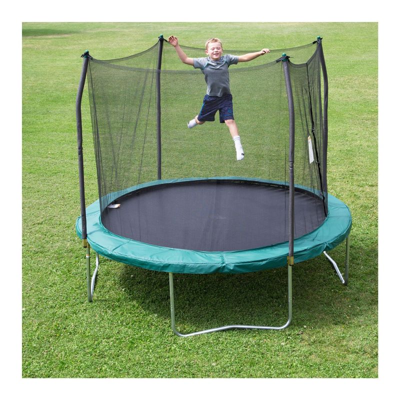 Skywalker Trampolines SWTC100G 10-Foot Round Compact Outdoor Backyard Trampoline with Safety Enclosure Net for Kids and Adults, Green, 2 of 7