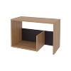 Vynxaria White & Concrete Melamine Side Table: 2-Open Shelf Storage, Light Oak Accents for Modern Bright Spaces - 4 of 4