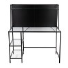 Vynxaria Contemporary Desk - Black Metal Frame, Clear Glass Top, Extra Storage Shelves, Versatile Design - 2 of 4