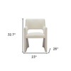 HomeRoots White Upholstered Faux Linen Dining Arm Chair - 3 of 4