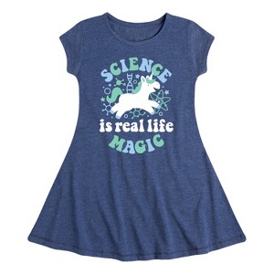 Girls' - Instant Message - Science Is Real Life Magic Fit & Flair Cap Sleeve Graphic Dress - 1 of 4