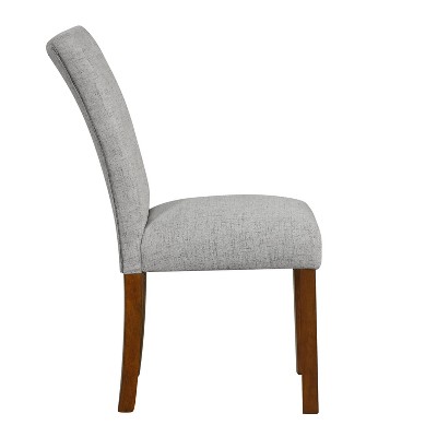 Neutral Textured Upholstered Parsons Side Chair with Wood Legs
