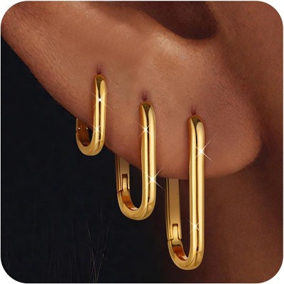 3Pairs 925 Sterling Silver, 14K Gold Plated Small Huggie Hoop Earrings Sets for Multiple Piercing CZ Cartilage Earrings Stacks