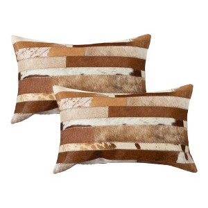 Natural Torino Madrid Neutral Cowhide Pillow | 2-Pack | 12"x20" - 1 of 4