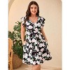 Clearlove Womens Womens Plus Size Casual V Neck Dress V Neck Loose Swing Ruffle Summer Boho Midi Dress with PocketsCasual Dress - 2 of 4