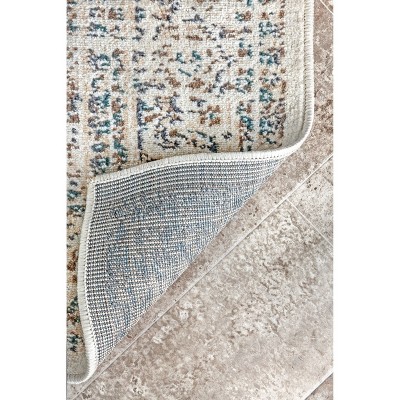 Tanith Cream and Gray Medallion Synthetic Area Rug